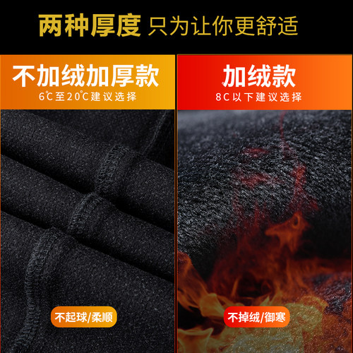 秋冬厚款磨毛休闲裤男加绒裤子冬季男裤加厚直筒西裤男士毛呢长裤 - 图1