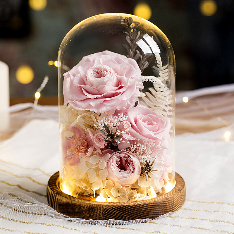 干花保存玫瓶瑰花束软木塞透明收纳展示盒永生材料摆件制作玻璃罩 - 图2