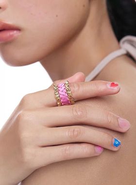 小众电子情书精致编织丝带戒指新款时尚设计感指环饰品