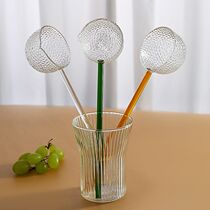 Nice and delicate spoon bucket for tea spoons short video gourmet blogger Seasoning Spoon Glass Spoon Orange Green Glass Spoon