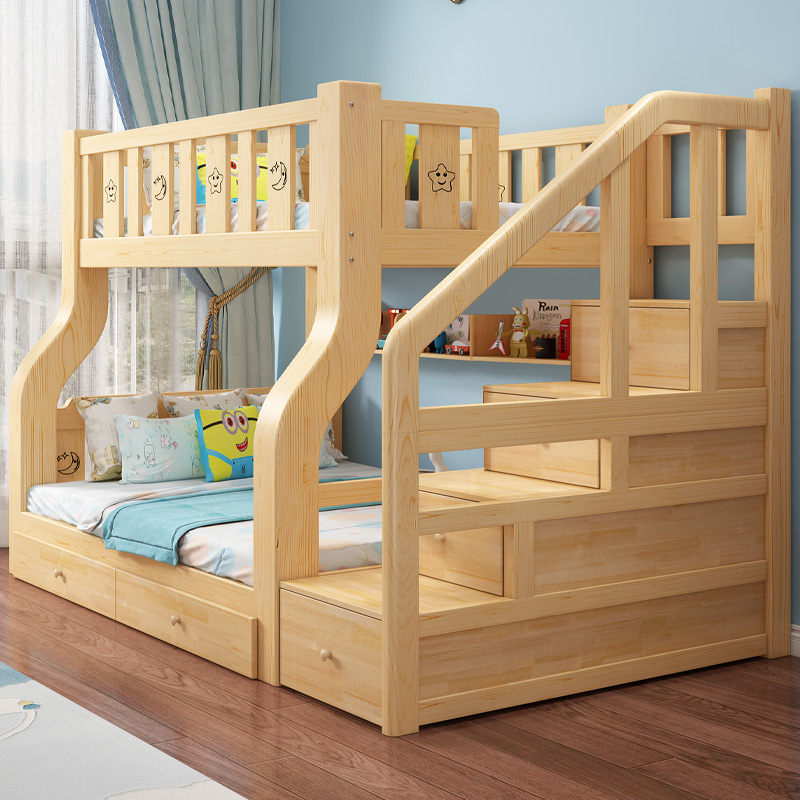 实木上下床双层床高低床双人床上下铺木床子母床儿童床架子组合床