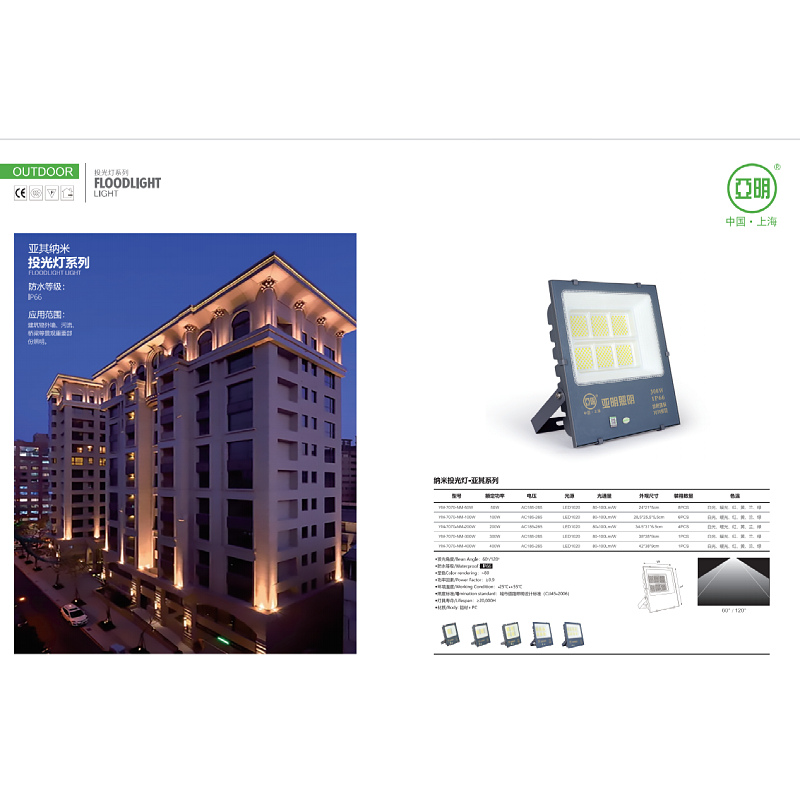 亚明LED投光灯户外防水射灯广吿车间广场照明灯50W100W200W300W - 图0