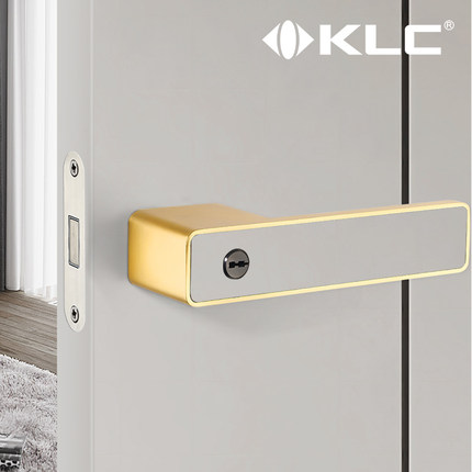 KLC白色极简静音门锁室内卧室房门磁吸门锁生态门锁木门门把手 - 图1