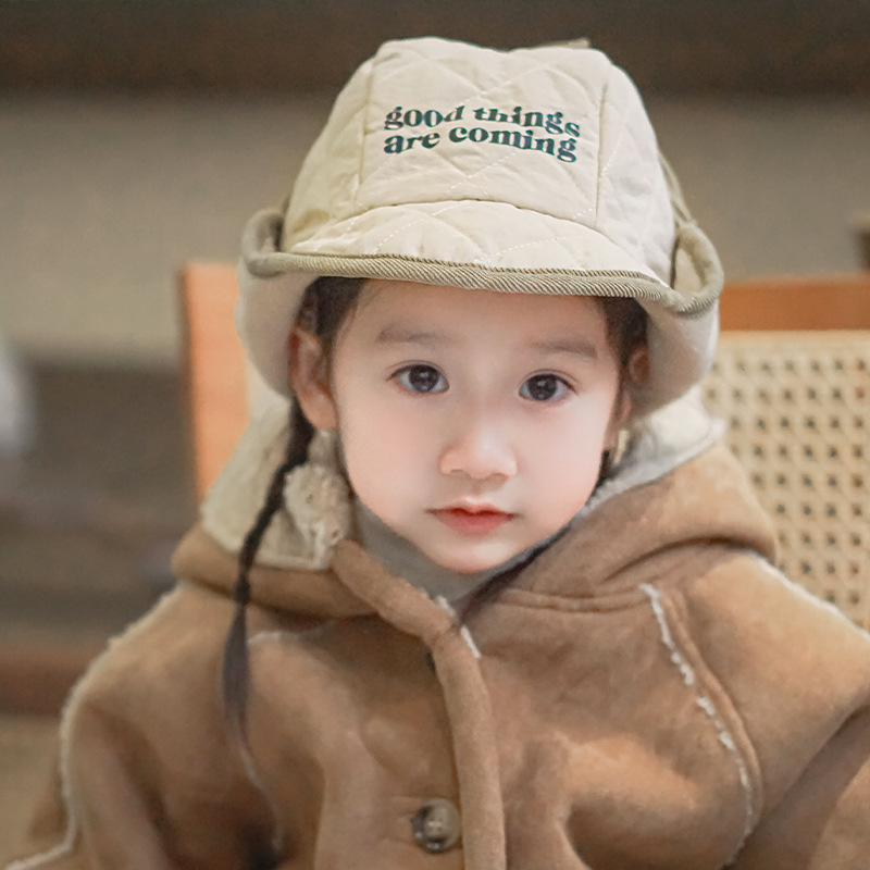 韩系男女宝宝飞行员雷锋帽冬季儿童护耳加厚防寒保暖户外帽ins风 - 图0