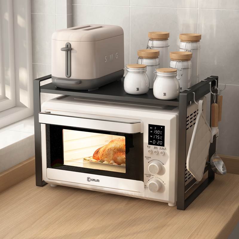 厨房微波炉置物架家用台面多功能调味品收纳架桌面双层放烤箱架子 - 图3