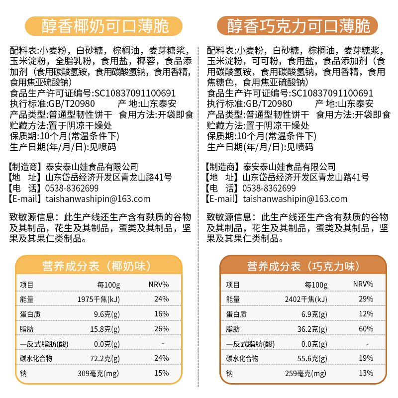 泰山娃薄脆饼干食品休闲早餐零食小吃单独包装代餐办公室酥脆薄饼-图2