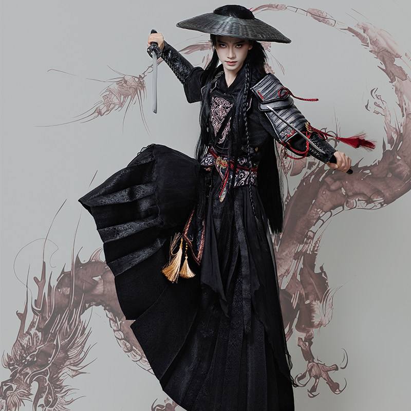 焚夜|花悦诗风原创文武袖改良少年感武侠风交领汉服马面裙套装 - 图3