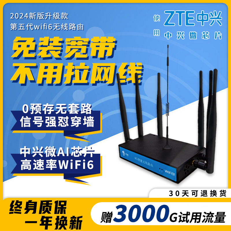 2024新款4G路由器随身WiFi无线路由器工业级CPE免插卡不用拉网线中兴微芯片wifi6移动无线WiFi随身无限流量 - 图0