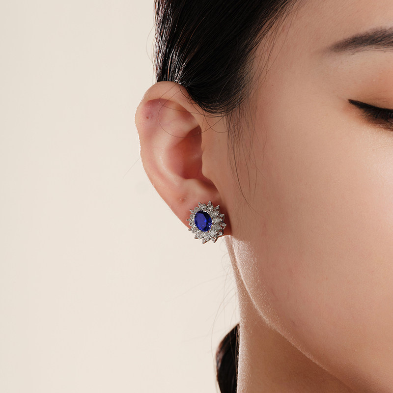 Victoria Crowne英伦王朝 戴妃款矢车菊蓝宝石耳钉高级生日礼物,淘宝优惠券,粉丝福利购,淘宝优惠卷