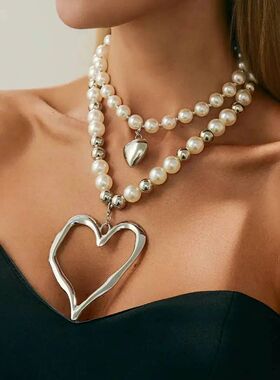 SHIXIN 2Pcs/Set Luxury Imitation Pearl Choker Necklace for W