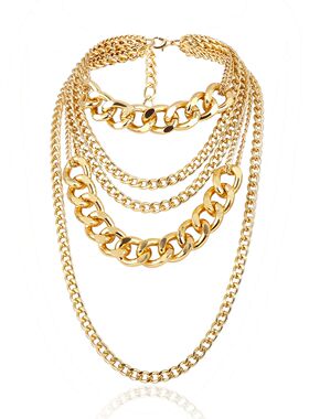 SHIXIN Punk Exaggerated Big Layered Thick Cuban Link Chain C