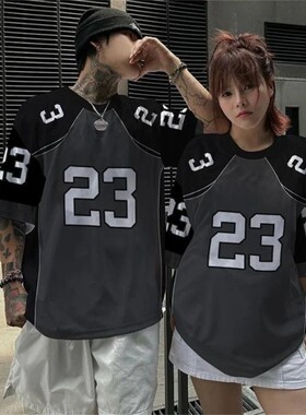Number Letter Printed Jersey T-Shirt Fan Culture Shirt Men's