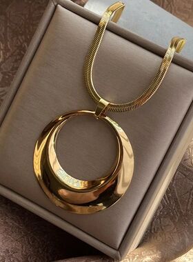 Stainless Steel Exaggerated Punk Big Round O Shaped Pendant