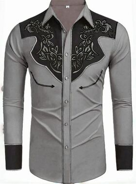 20 -color men's shirt long -sleeved shirt retro western deni