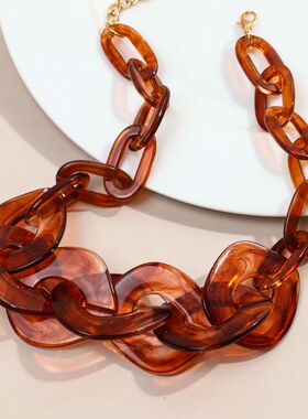 Turquoise Acrylic Big Square Link Choker Necklace for Women