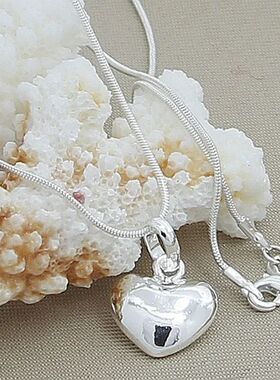 925 Silver Solid Small Heart Pendant Necklace 16-30 Inch Sna