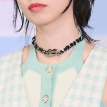 Retro Korea Park Lady Alphabet Wearing Leather Pentagram Leather Wearing Chain Medieval Loving Pearl Necklace Necklace Choker