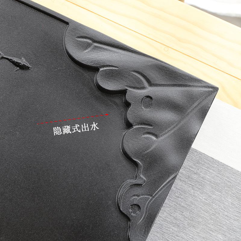 天然乌金石茶盘单盘家用简约茶具客厅整块高档石头浮雕茶台盘托盘 - 图1