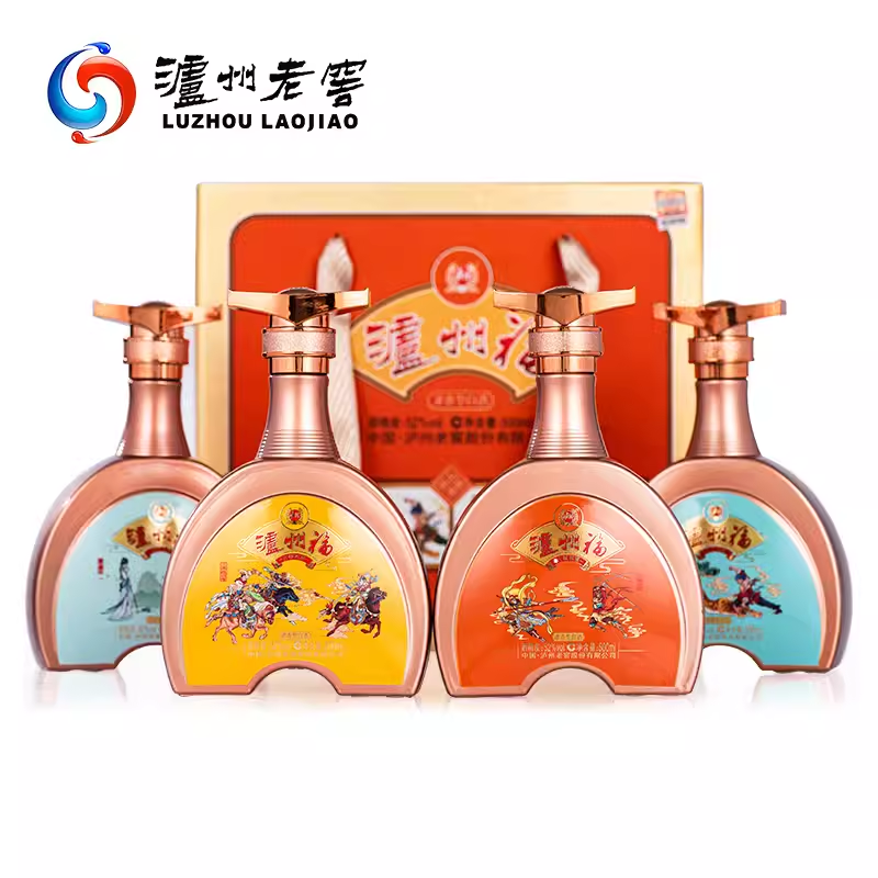 瀘州股份出品 古頌四禧 濃香型白酒 52度糧食酒  500ml*4瓶禮盒裝_鉆酒網酒類專營店_酒類