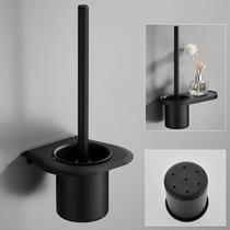 Black Space Aluminum Toilet Brush Suit Black Brushed Head Toilet Brush Holder Bathroom Drain Clean Toilet Brush Shelf Free