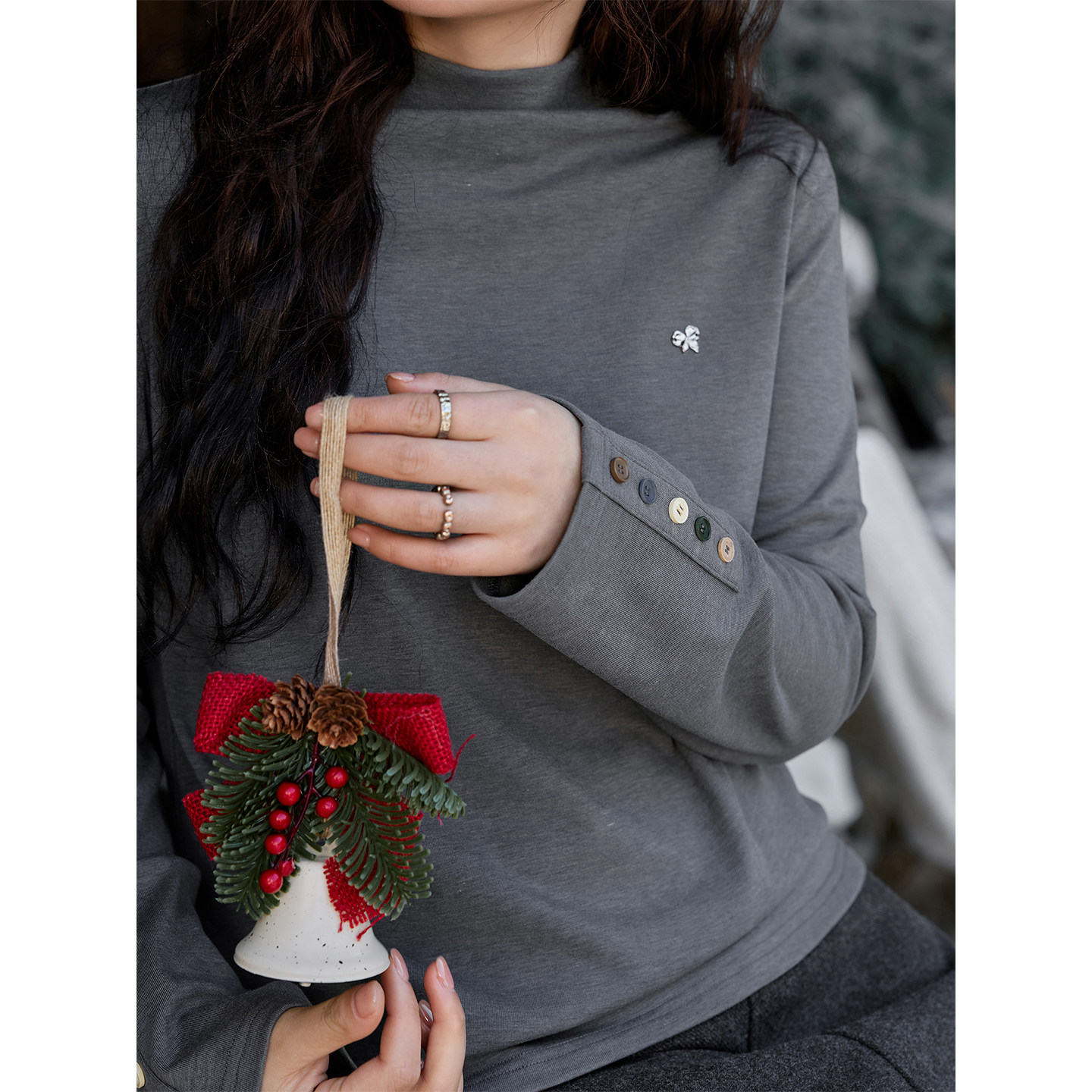 时然大码灰色磨毛打底衫微胖mm冬季女装T恤上衣半高领保暖内搭,淘宝优惠券,粉丝福利购,淘宝优惠卷