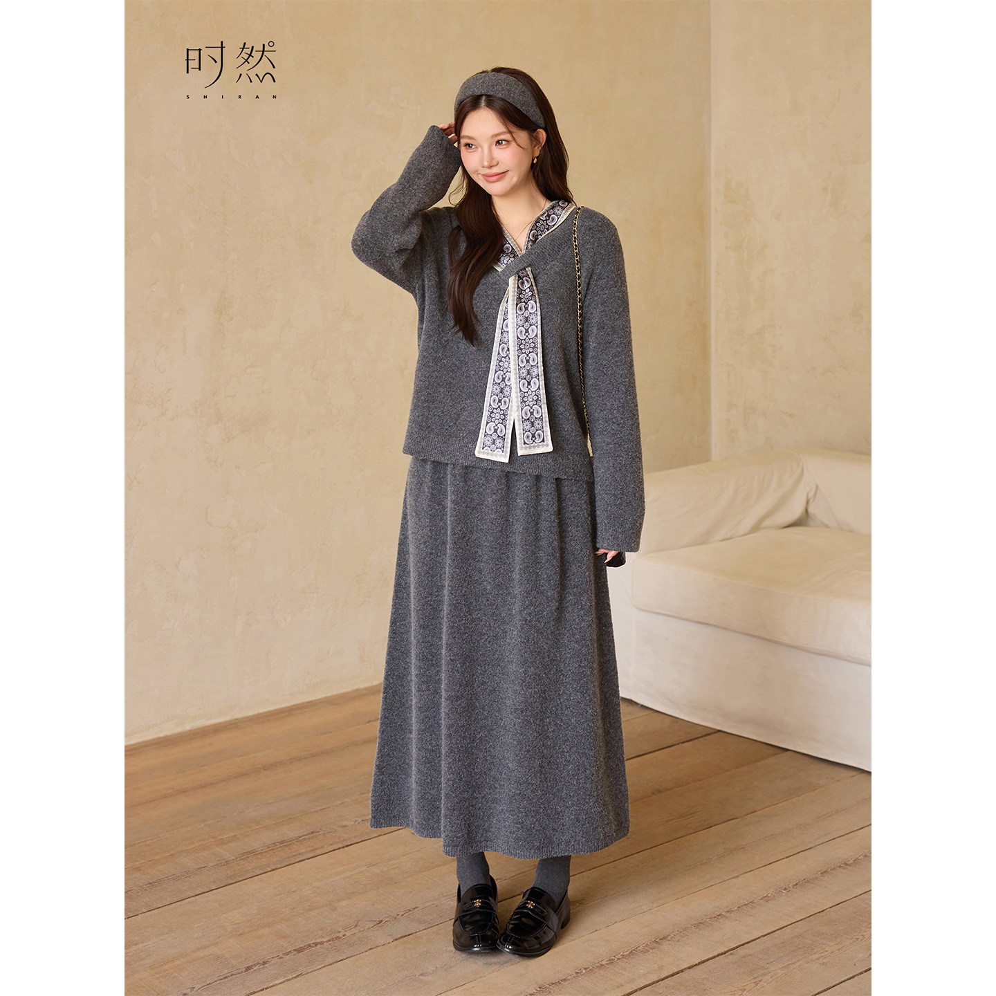 时然大码微胖MM半身裙原创女装通勤松紧腰针织裙子秋冬百搭长裙,淘宝优惠券,粉丝福利购,淘宝优惠卷