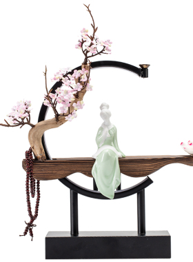 守淘人 新中式灯饰倒流香摆件创意家用客厅玄关桌面家居装饰摆设