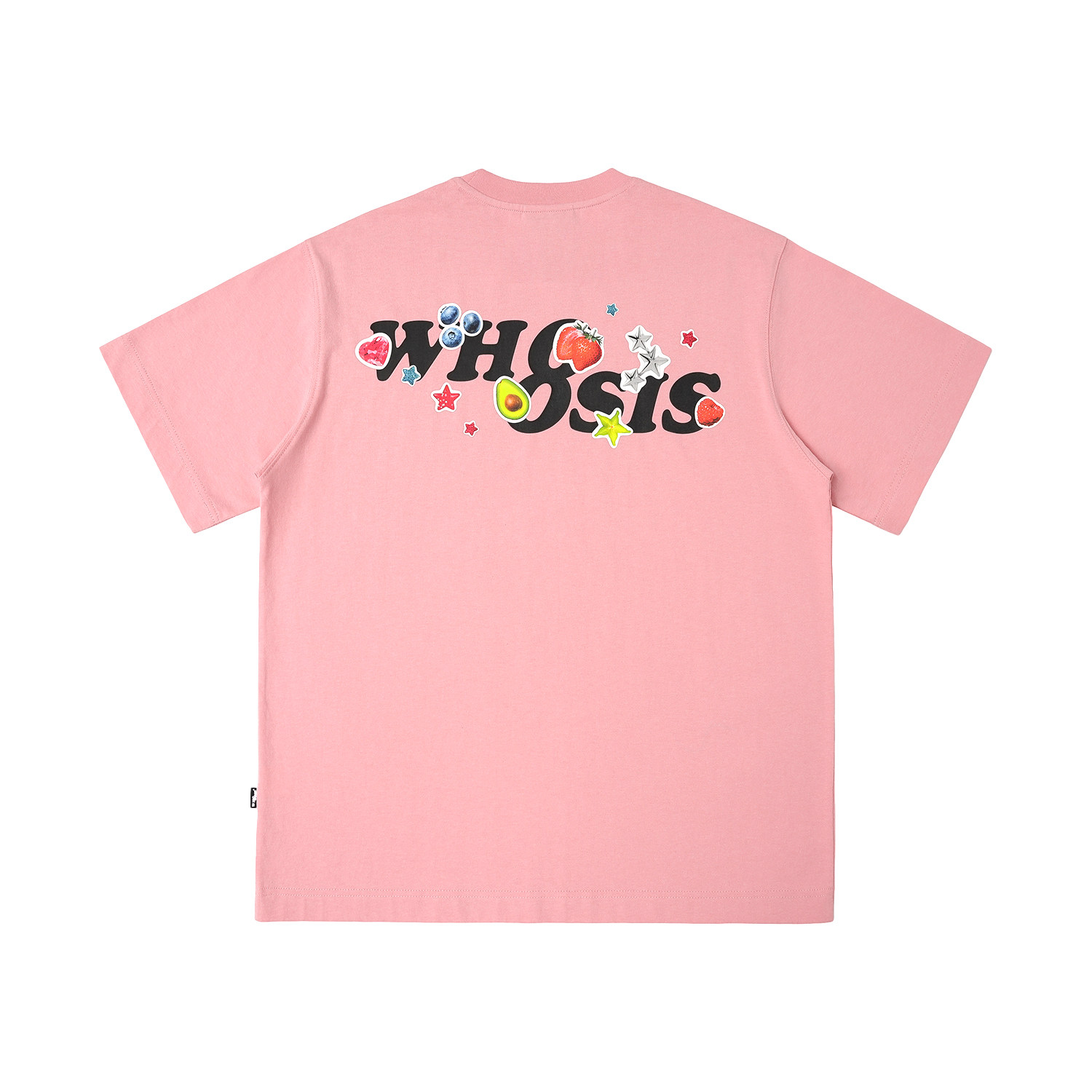 WHOOSIS(不知其名)水果贴纸短袖T恤夏季新款百搭圆领宽松男女潮 - 图1
