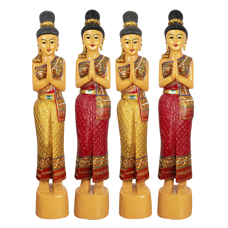 泰国迎宾摆件店铺门童佛像装饰东南亚风泰式软装傣族人偶仕女雕像 - 图3