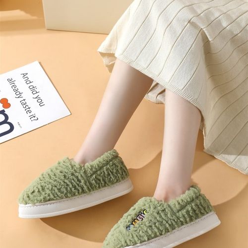 速发士棉外鞋暖包跟秋冬季室内家居厚底防滑毛绒保全舒适拖穿棉鞋 - 图0