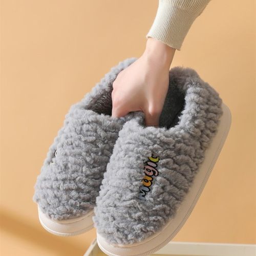速发士棉外鞋暖包跟秋冬季室内家居厚底防滑毛绒保全舒适拖穿棉鞋 - 图1