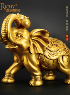 速发铜象象摆件招财镇宅纯铜装对吸水象铜大客厅一饰店铺开业礼品