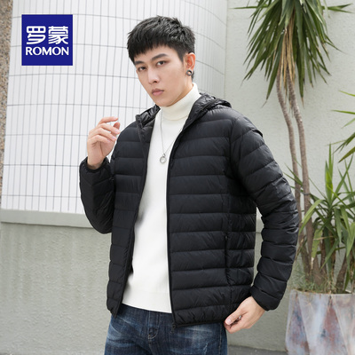 罗蒙男士短款商务羽绒服