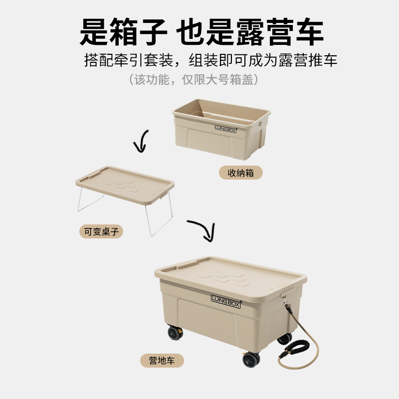 LUINGBOX露营车户外可折叠推车营地车收纳箱野餐车野营手拉杆小车 - 图1