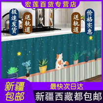 Xinjiang Tibet exempt from punching cabinet with shelter curtain kitchen integral cabinet waterproof and anti-oil slide rail pull-curtain shoe cabinet