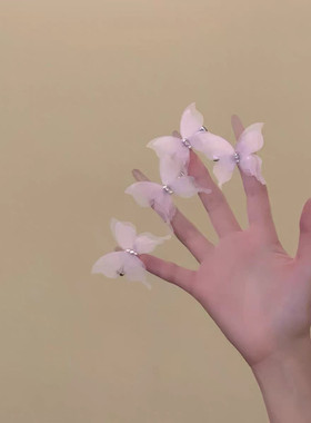 超仙彩色网纱立体蝴蝶刘海发夹