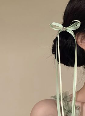 蝴蝶结飘带长款侧边夹