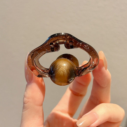 咖色半扎发小抓夹女高级感2025新款后脑勺发夹边夹侧边鲨鱼夹头饰 - 图0