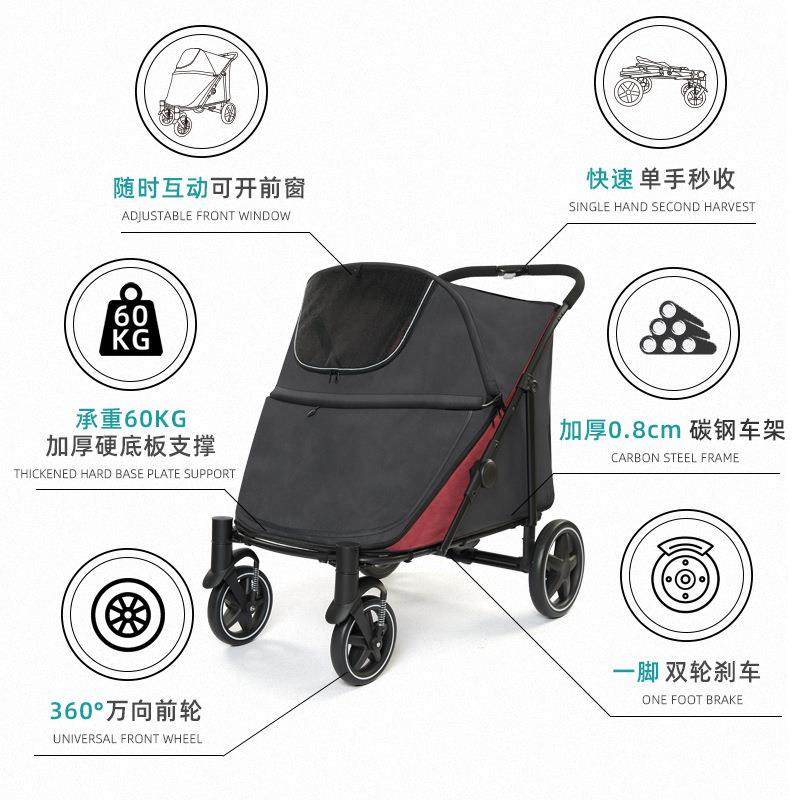 工厂直销大空间宠物推车中大型寵物車户外老年残疾狗狗猫咪推车,淘宝优惠券,粉丝福利购,淘宝优惠卷