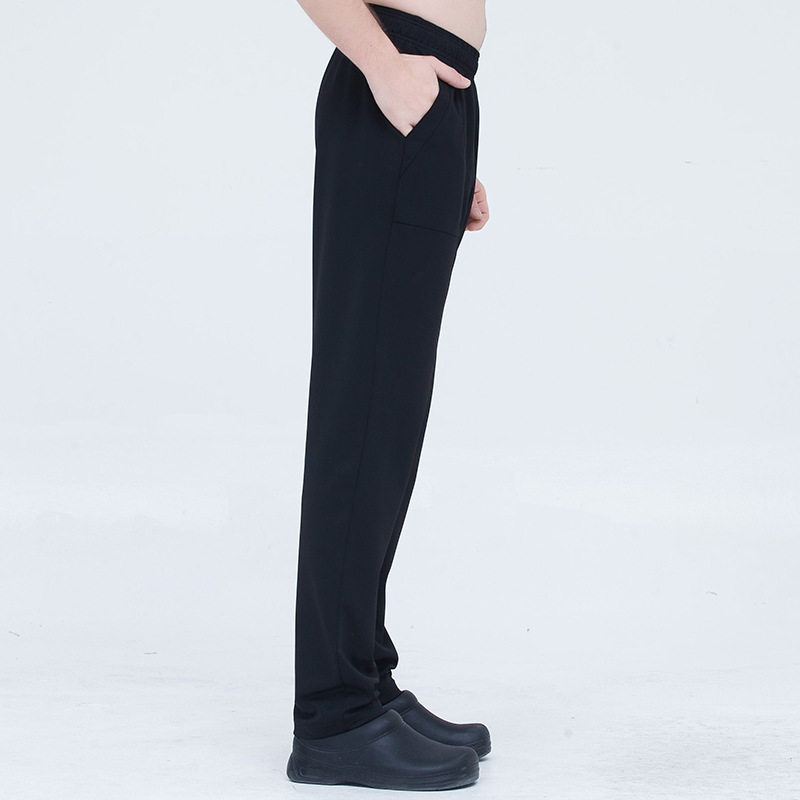 饭店厨师工作裤餐饮酒店服务员松紧腰休闲弹力裤保洁员黑色厚裤子,淘宝优惠券,粉丝福利购,淘宝优惠卷