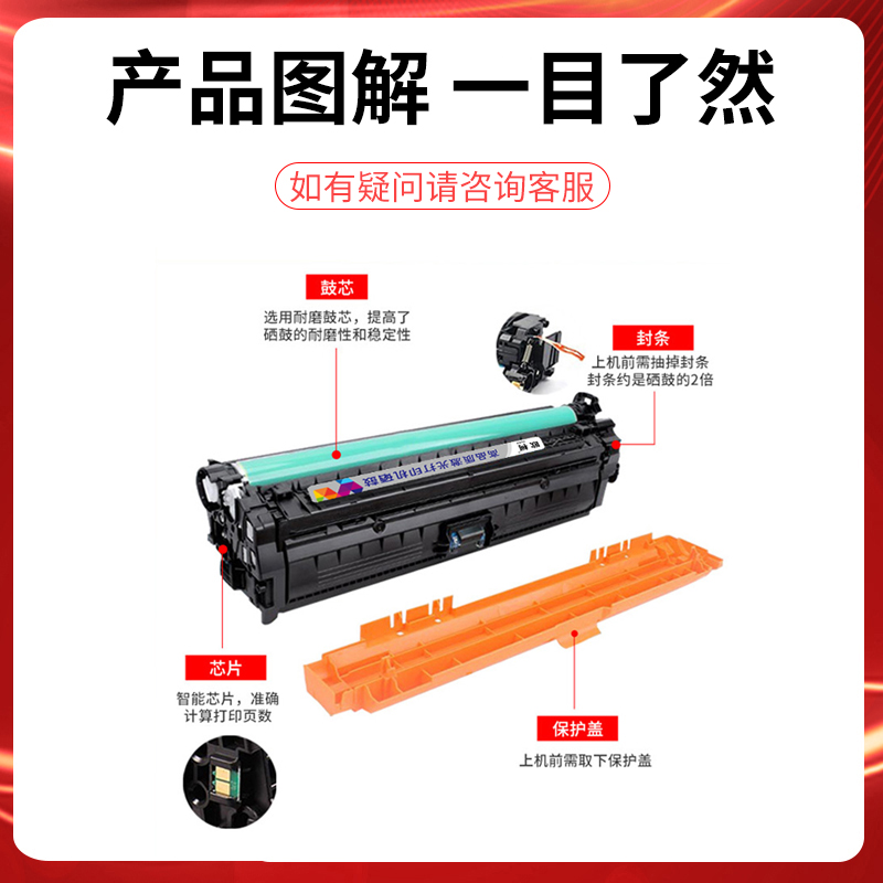 适用惠普CE270A硒鼓HP650A碳粉墨粉CP5525dn粉盒5525xh墨盒Color LaserJet M750dn碳粉盒5525n彩色激光打印机 - 图2