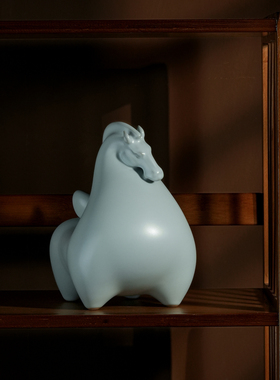 汝窑马上有钱摆件高级感