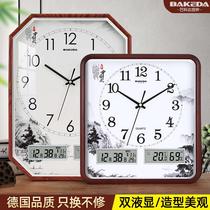 New Chinese electronic hanging clock Living room Bedroom Office Clock Silent Calendar Clock Hanging Wall Home Fashion Quartz Clock