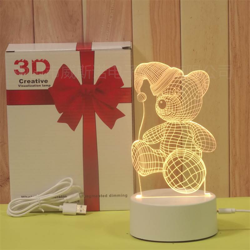 3d小夜灯电子产品亚克力床头氛围灯新奇特圣诞节礼物创意礼品台灯