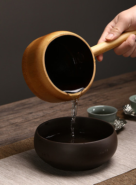 竹制水勺家用厨房带柄水瓢竹水舀