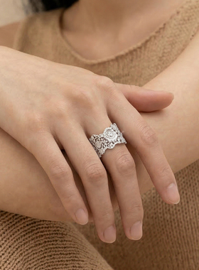 新中式蕾丝编织戒指轻奢