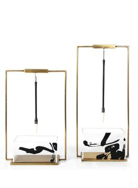 新中式金属亚克力毛笔架摆件家居软装样板书房办公室饰品装饰摆设