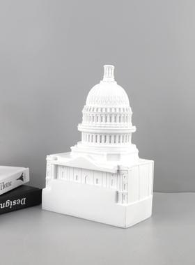 北欧创意树脂白宫城堡建筑艺术摆件客厅卧室玄关书房酒店家居饰品