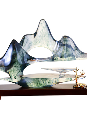 精选新中式摆件高端云山雾海假山客厅玄关酒柜电视柜办公室家居装