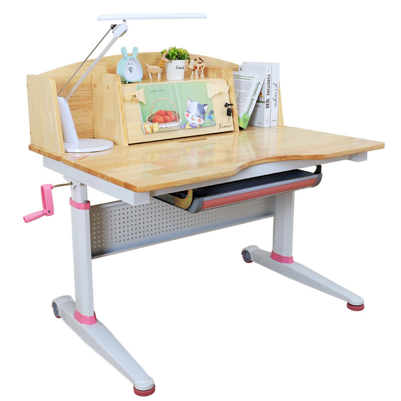 家用儿童学习桌实木原色桌面写字桌防驼背作业桌椅套装带台灯桌子,淘宝优惠券,粉丝福利购,淘宝优惠卷